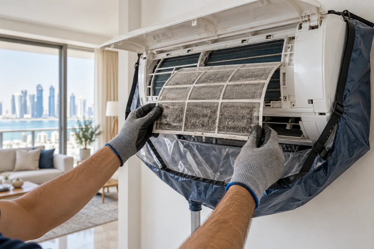 Removing an indoor air conditioner filter