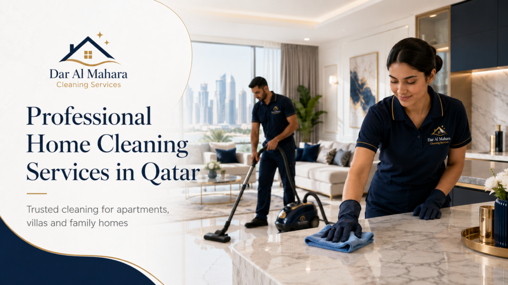 Dar Al Mahara team providing professional home cleaning services in Qatar