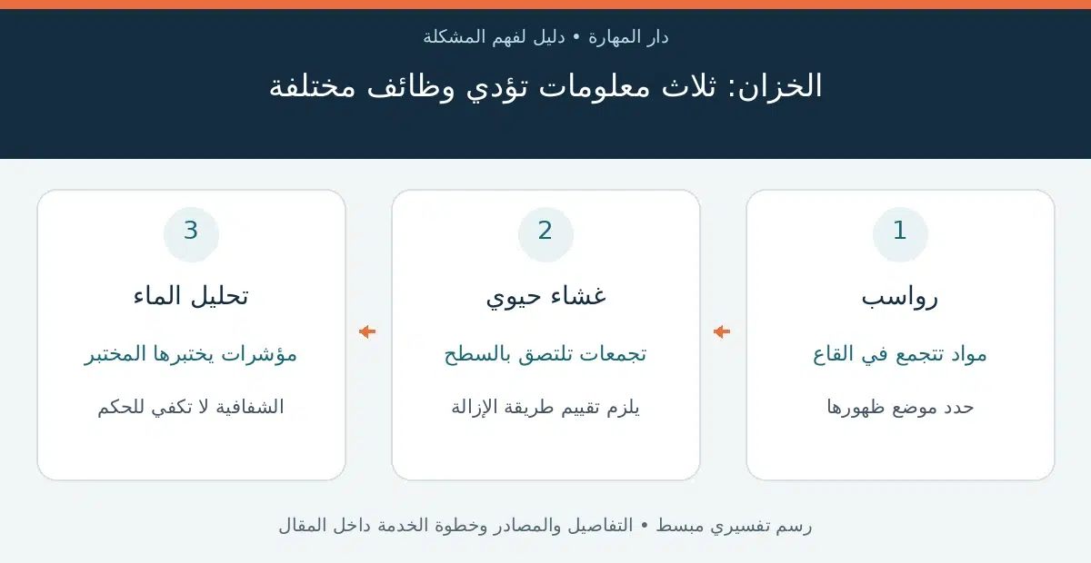 رواسب خزان المياه — الخزان: ثلاث معلومات تؤدي وظائف مختلفة